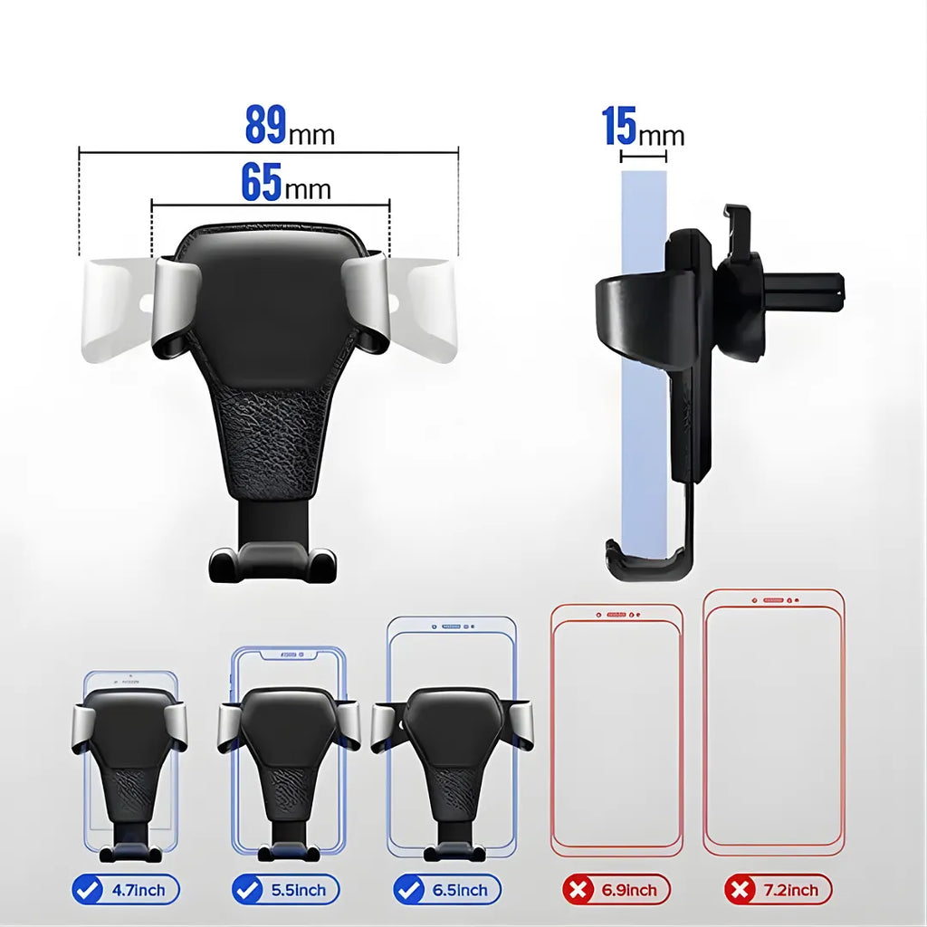 SOPORTE UNIVERSAL PARA CELULAR CON MONTAJE POR GRAVEDAD PARA REJILLA DE AIRE CARRO M-8064
