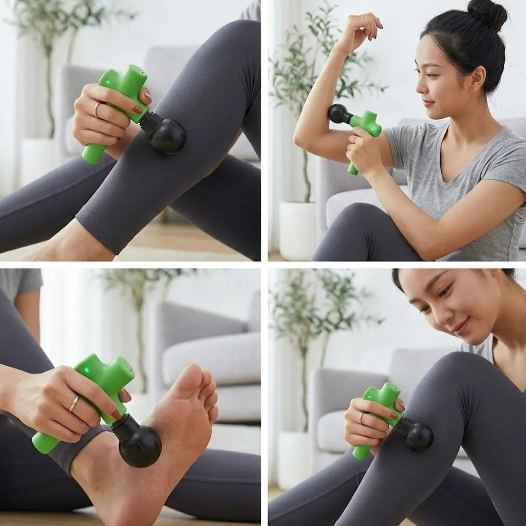 MINI PISTOLA MASAJEADORA MUSCULAR ELÉCTRICA PORTÁTIL RECARGABLE USB CON CABEZAL DE IMPACTO PARA ALIVIO DE TENSIÓN Y RECUPERACIÓN DEPORTIVA