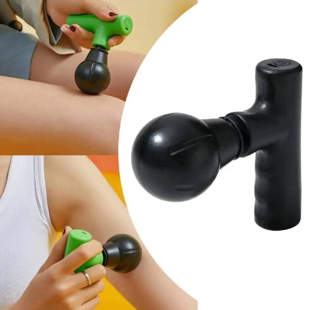 MINI PISTOLA MASAJEADORA MUSCULAR ELÉCTRICA PORTÁTIL RECARGABLE USB CON CABEZAL DE IMPACTO PARA ALIVIO DE TENSIÓN Y RECUPERACIÓN DEPORTIVA