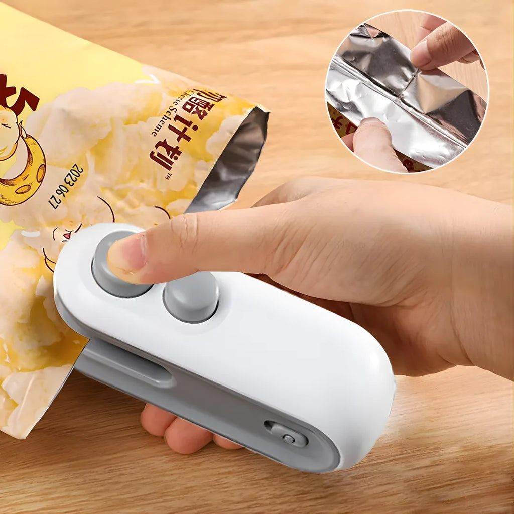 MÁQUINA SELLADORA PORTÁTIL DE BOLSAS RECARGABLE - MINI SELLADOR TÉRMICO DE MANO 2 EN 1 PARA CONSERVACIÓN DE ALIMENTOS Y SNACKS
