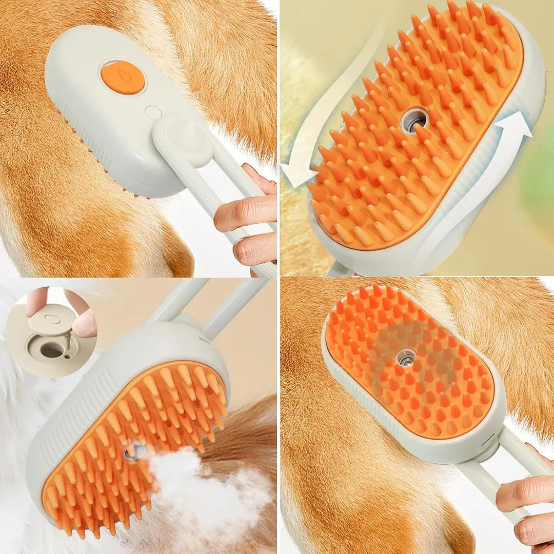 CEPILLO VAPOR PARA MASCOTAS LIMPIEZA PROFUNDA DESINFECCIÓN SUAVE MULTIFUNCIÓN PORTÁTIL