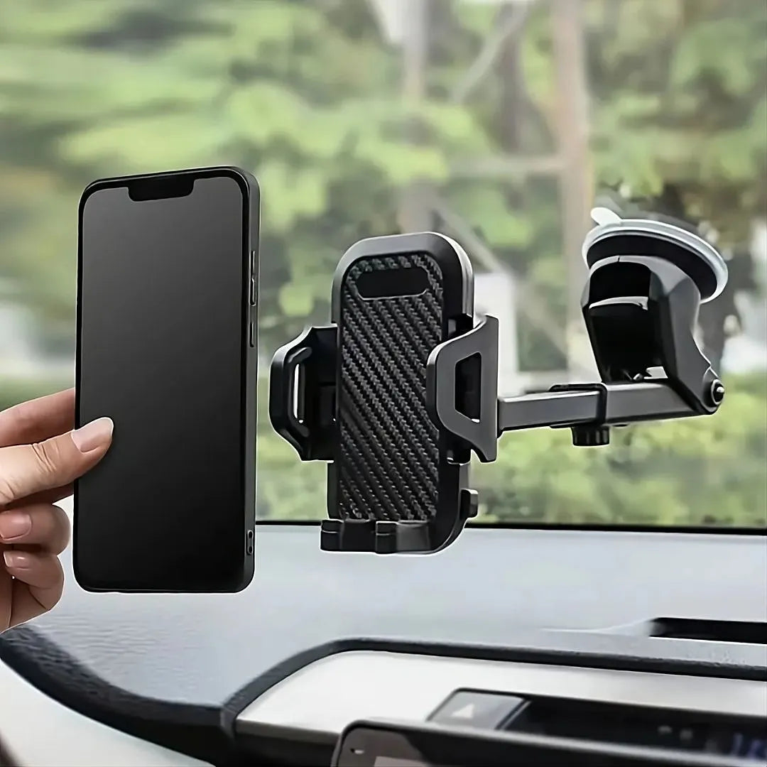 SOPORTE PARA CELULAR CARRO BASE AJUSTABLE CON VENTOSA DE ALTA SUCCIÓN Y BRAZO EXTENSIBLE