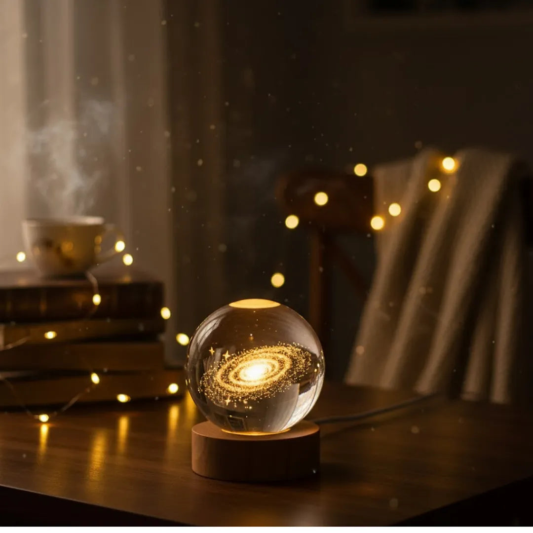 LÁMPARAS DECORATIVA ESFERA 6CM PEQUEÑA CON BASE USB LUZ LED MULTICOLOR PARA AMBIENTES
