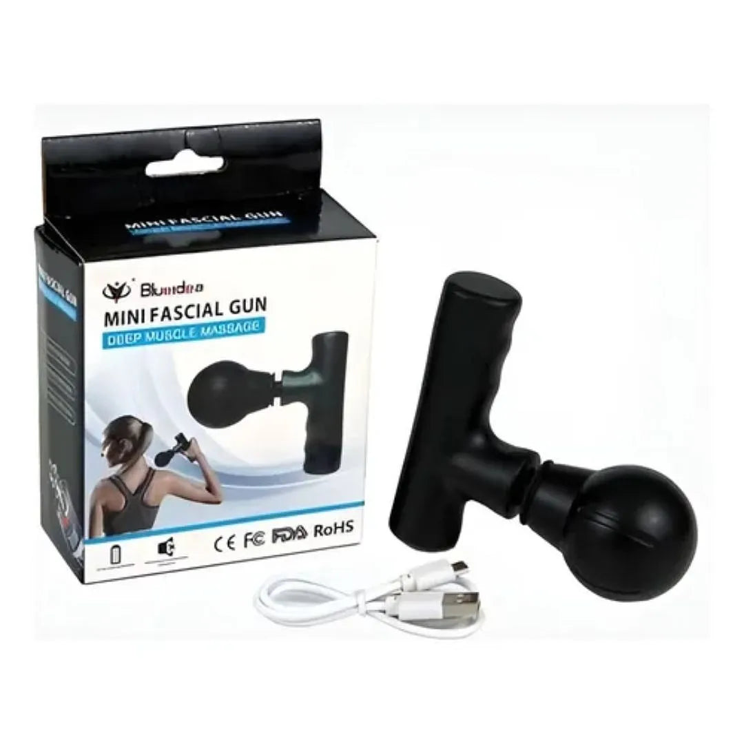 MINI PISTOLA MASAJEADORA MUSCULAR ELÉCTRICA PORTÁTIL RECARGABLE USB CON CABEZAL DE IMPACTO PARA ALIVIO DE TENSIÓN Y RECUPERACIÓN DEPORTIVA